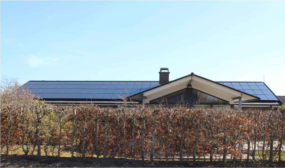 Solcelletag over hele tagfladen på et parcelhus